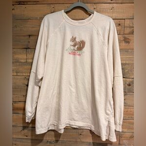 Oversized long sleeve tee cream with cute print size XL aerie